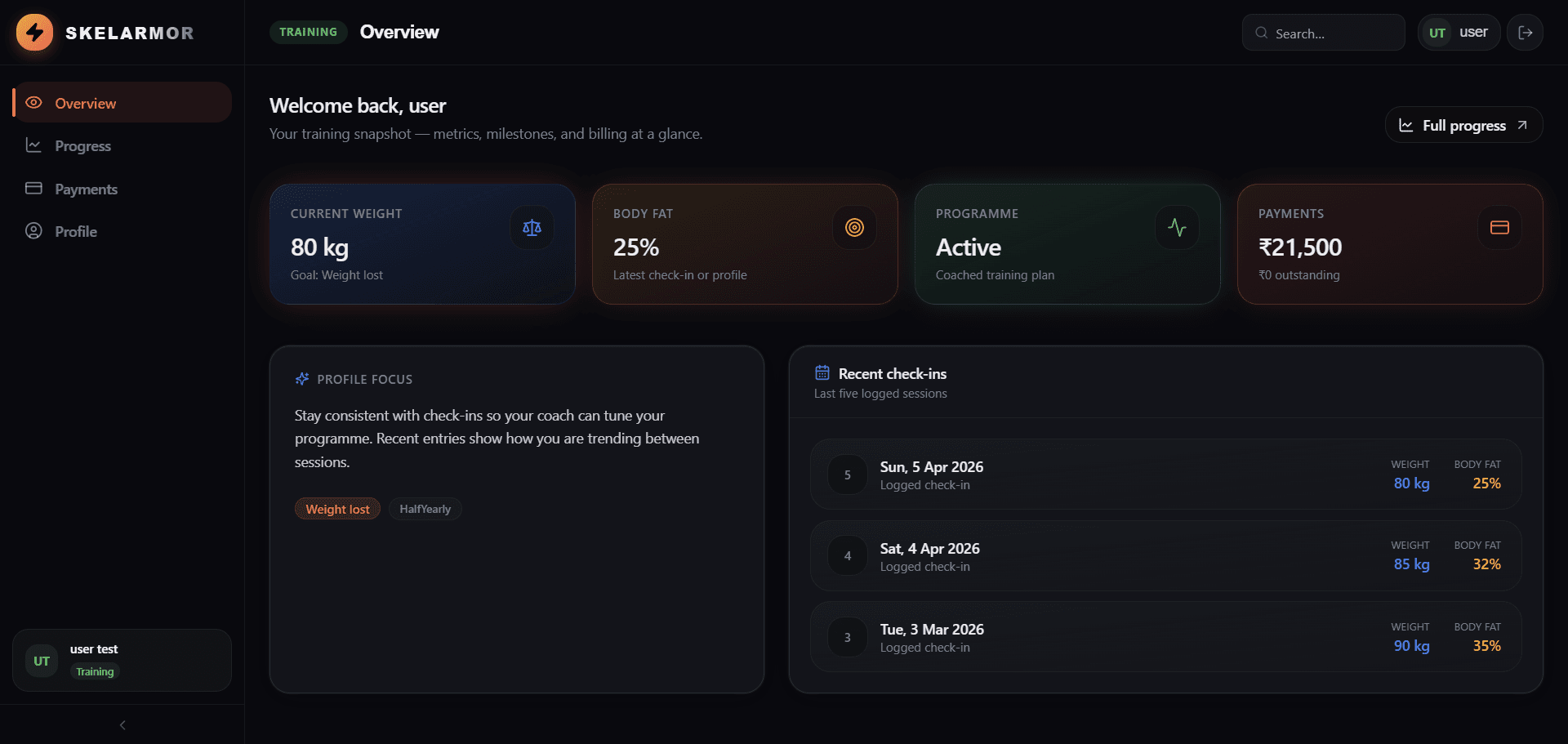 Training Client Dashboard